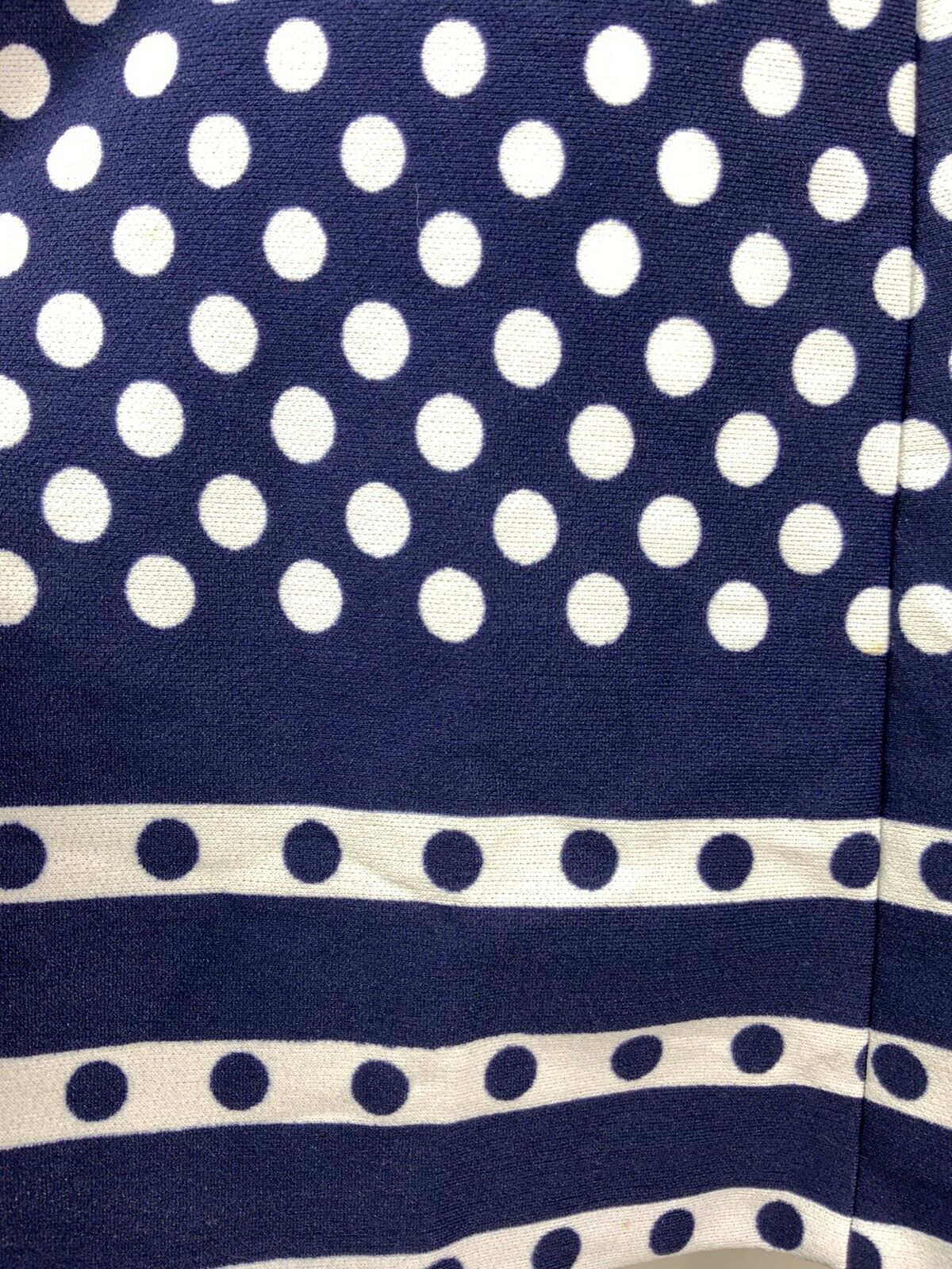 VINTAGE 60s 70s NAVY BLUE WHITE POLKA DOT DAGGER WING COLLAR FLARED DRESS 16