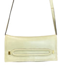 VINTAGE 60s 70s CREAM WHITE GOLD MOD LEATHER SHOULDER BAG