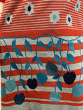 VTG 60s 70s RED BLUE FLORAL BERRY CHERRY POLKA DOT STRIPED KNIT DRESS 4 6