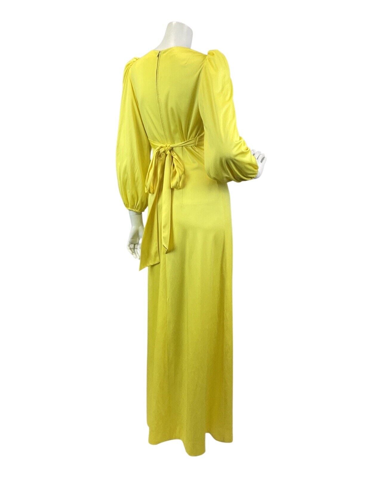 VINTAGE 60s 70s LEMON YELLOW EMPIRE LINE BOHO PRAIRIE SUMMER MAXI DRESS 8 10