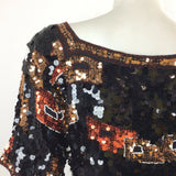 VINTAGE 80S SEQUIN DISCO EVENING BLACK BRONZE RED WHITE TOP 10 12