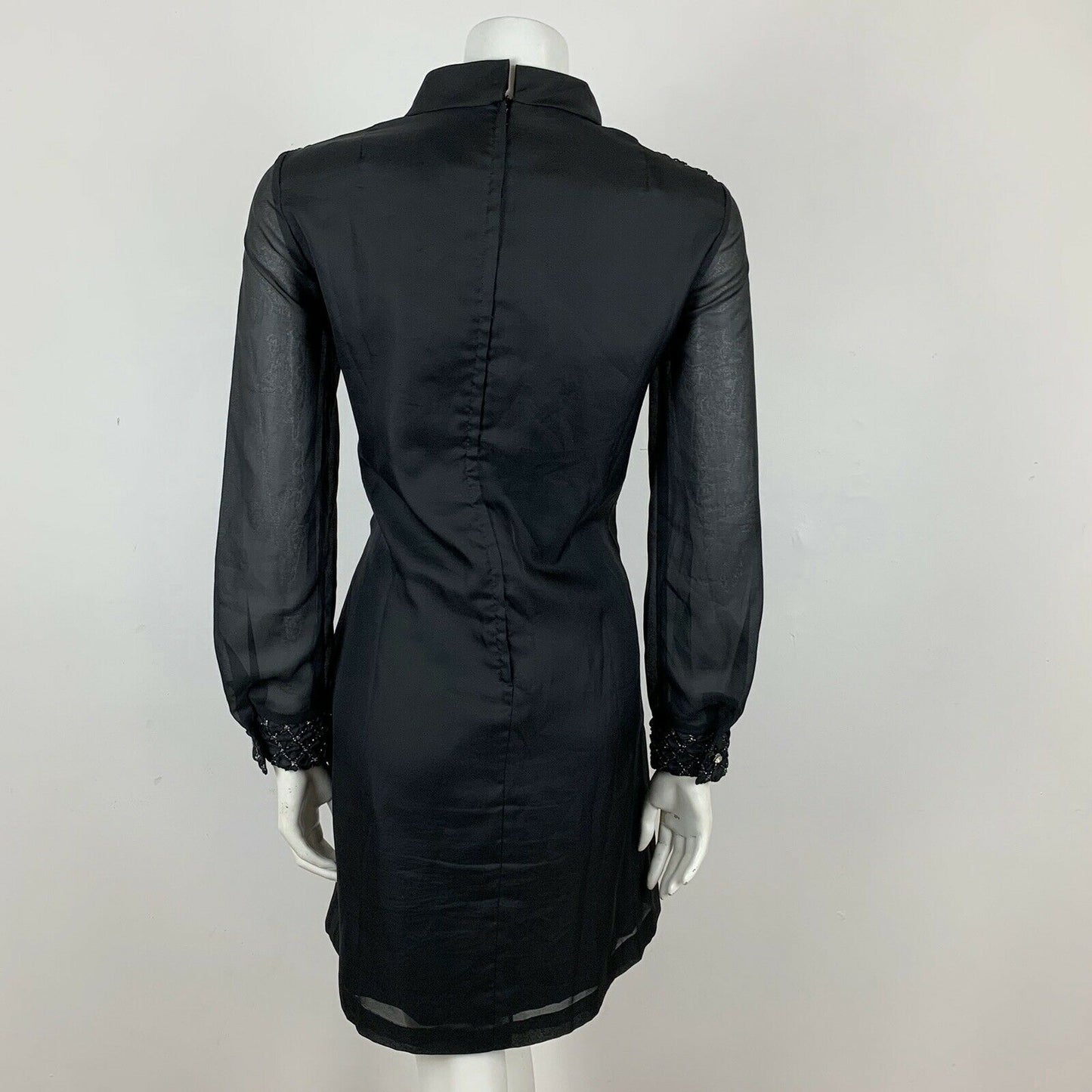 VINTAGE 60S BLACK SILVER COCKTAIL EVENING PARTY DRESS 10