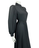 VINTAGE 60s 70s BLACK DISCO PLEATED MINI PARTY CHRISTMAS EVENING DRESS 8