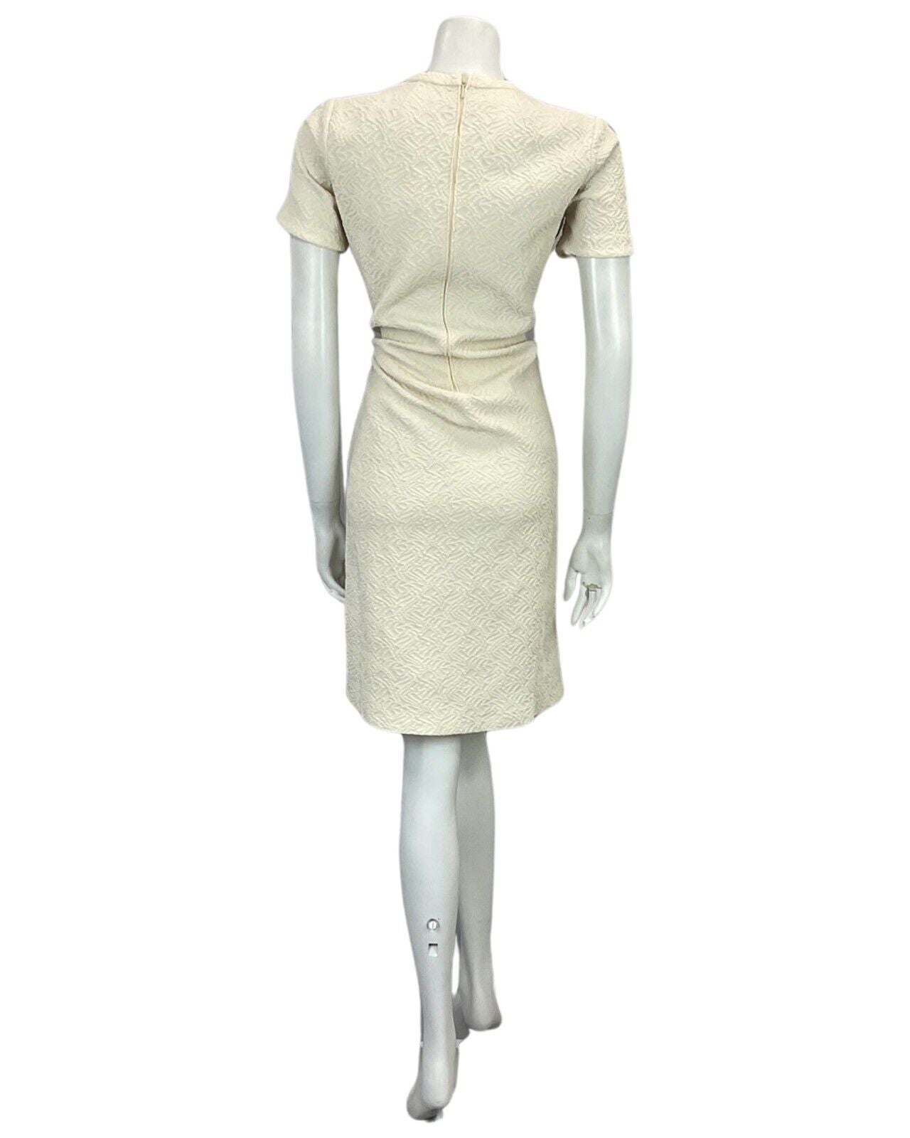 VINTAGE 60s 70s CREAM OFF WHITE TEXTURED MOD MIDI OCCASION DRESS 12