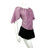 VINTAGE 60s 70s PINK SILVER LUREX HANDKERCHIEF SLEEVE DISCO PARTY TOP 10 12