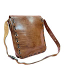 VINTAGE 60s 70s TOFFEE BROWN BOHO MOD MESSENGER SHOULDER BAG