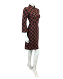 VINTAGE 60s 70s BLACK RED CHECKED TARTAN MOD PARTY MINI DRESS 8