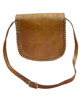 VINTAGE 60s 70s TAN BROWN LEATHER STAMPED TAURUS BULL LAUREL LEAF BOHO MOD BAG