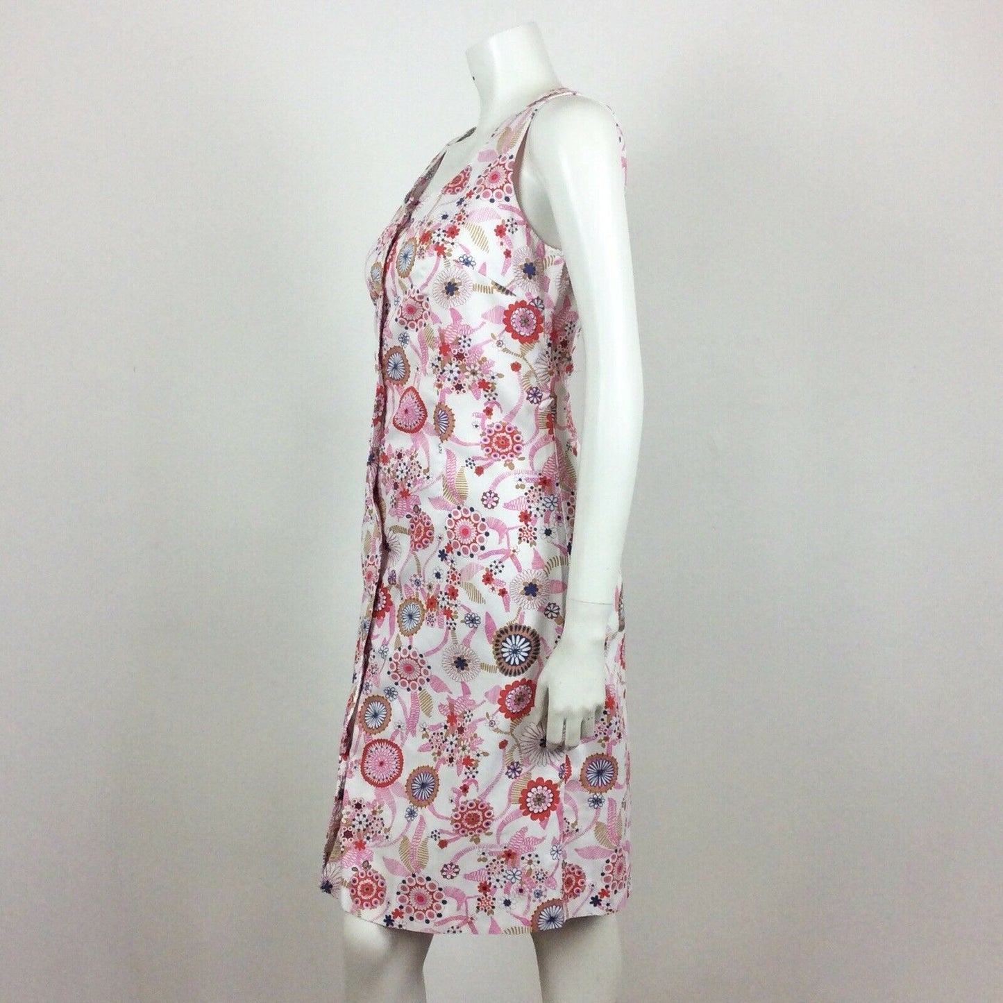 60S VINTAGE WHITE PINK PURPLE FLORAL MIDI DRESS 10