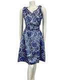 VINTAGE 60s 70s BLUE SILVER WHITE MOD MINI PARTY CHRISTMAS EVENING DRESS 10