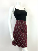 VINTAGE 60s 70s PLUM PURPLE GREEN WHITE DIAMOND CHECKED MOD SKIRT 8 10