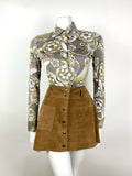 VTG 60s 70S STYLE 90s GREY PINK GREEN BLACK FLORAL PSYCHEDELIC DAGGER BLOUSE 10