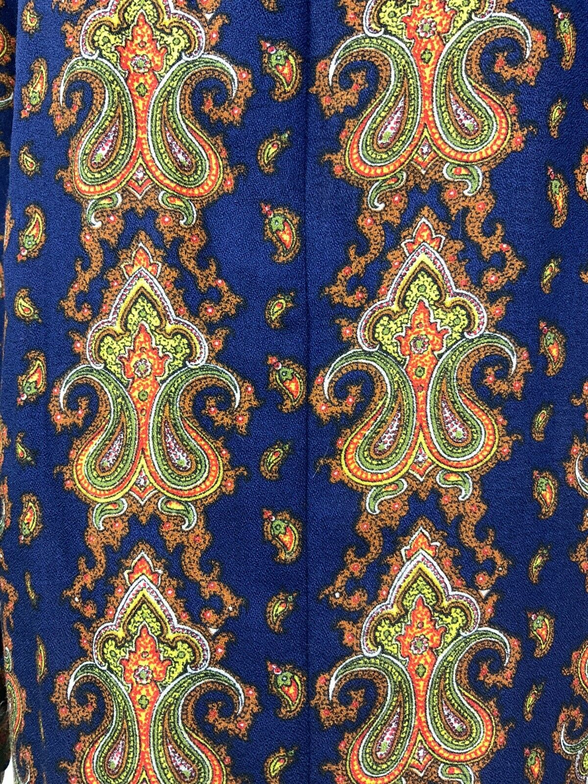 VINTAGE 60s 70s BLUE ORANGE YELLOW BROWN PAISLEY FLORAL SHIFT DRESS 14 16