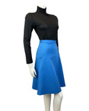 VINTAGE 60s 70s BRIGHT BLUE PLEATED MOD A-LINE SKIRT 8