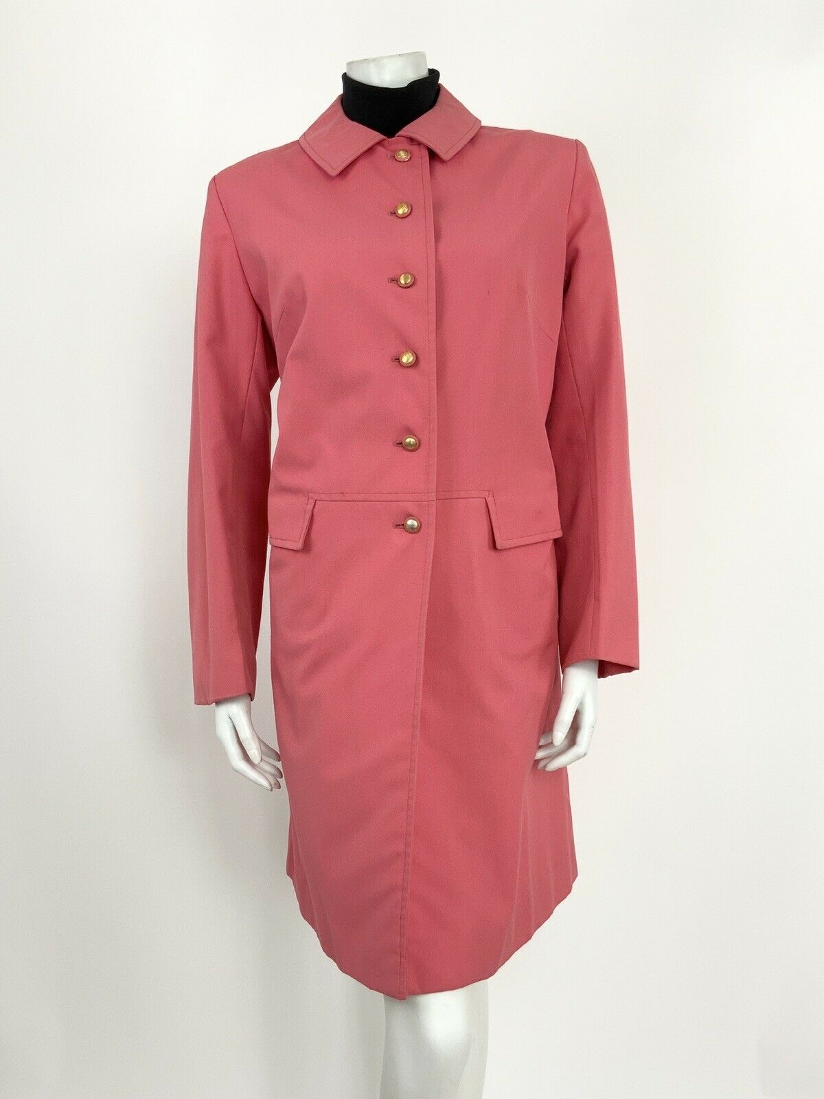 VINTAGE 60s SALMON PINK GOLD OVERSIZED BOX CHESTERFIELD SWING COAT 14 16