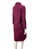 VINTAGE 60s 70s PURPLE PINK RED STRIPED MOD MIDI WOOL CAR COAT 14 16