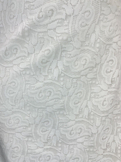 VTG 60s 70s WHITE EMBROIDERED FLORAL SWIRL WEDDING BRIDAL PRAIRIE MAXI DRESS 10