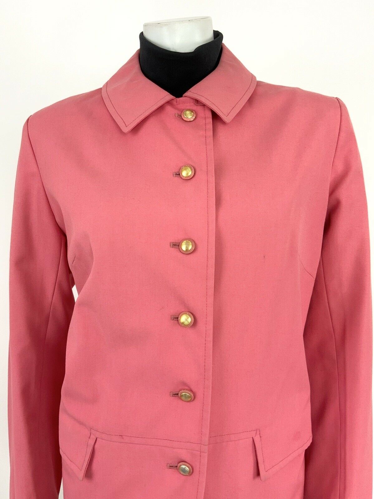 VINTAGE 60s SALMON PINK GOLD OVERSIZED BOX CHESTERFIELD SWING COAT 14 16