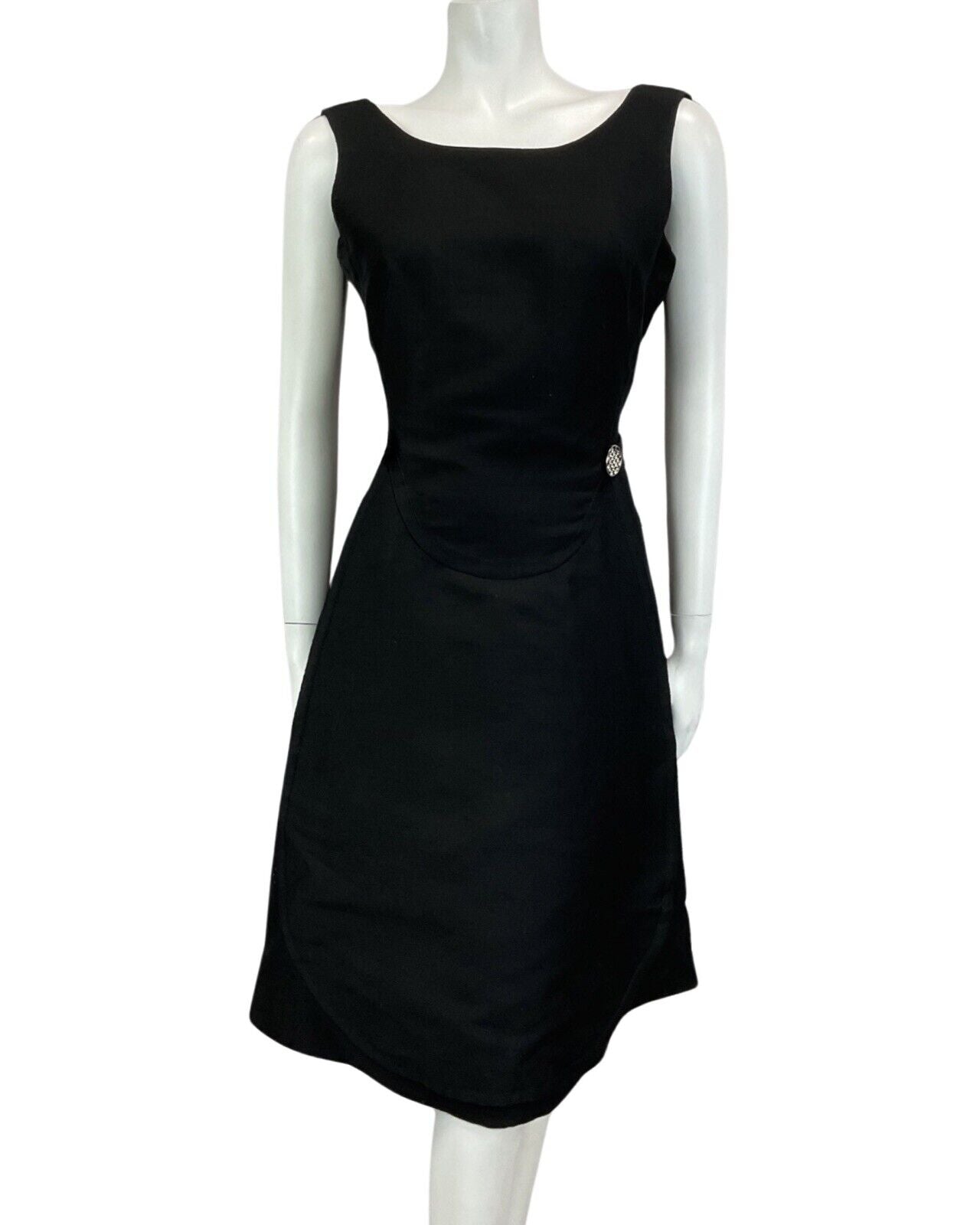 VINTAGE 60s 70s BLACK A-LINE MOD MINI PARTY CHRISTMAS EVENING DRESS 12