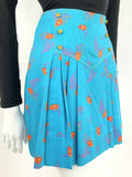 VTG 60s 70s BETTY BARCLAY BLUE ORANGE PURPLE FLORAL PLEATED MINI SKIRT 4