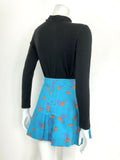 VTG 60s 70s BETTY BARCLAY BLUE ORANGE PURPLE FLORAL PLEATED MINI SKIRT 4