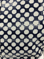 VINTAGE 60s 70s NAVY BLUE WHITE POLKA DOT OP ART DRESS 12