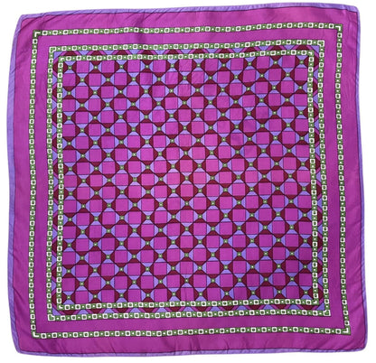 VINTAGE 60s 70s PURPLE LILAC GREEN GEOMETRIC OP-ART MOD SQUARE SCARF