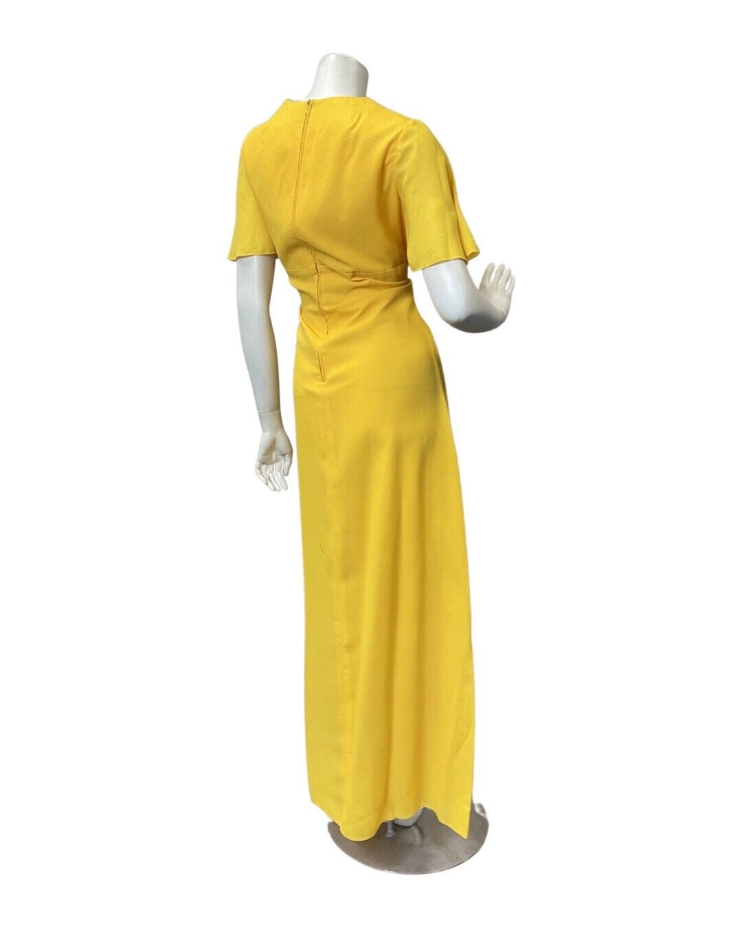 VINTAGE 60s 70s SUNSHINE YELLOW SHEER MOD MAXI DRESS 12