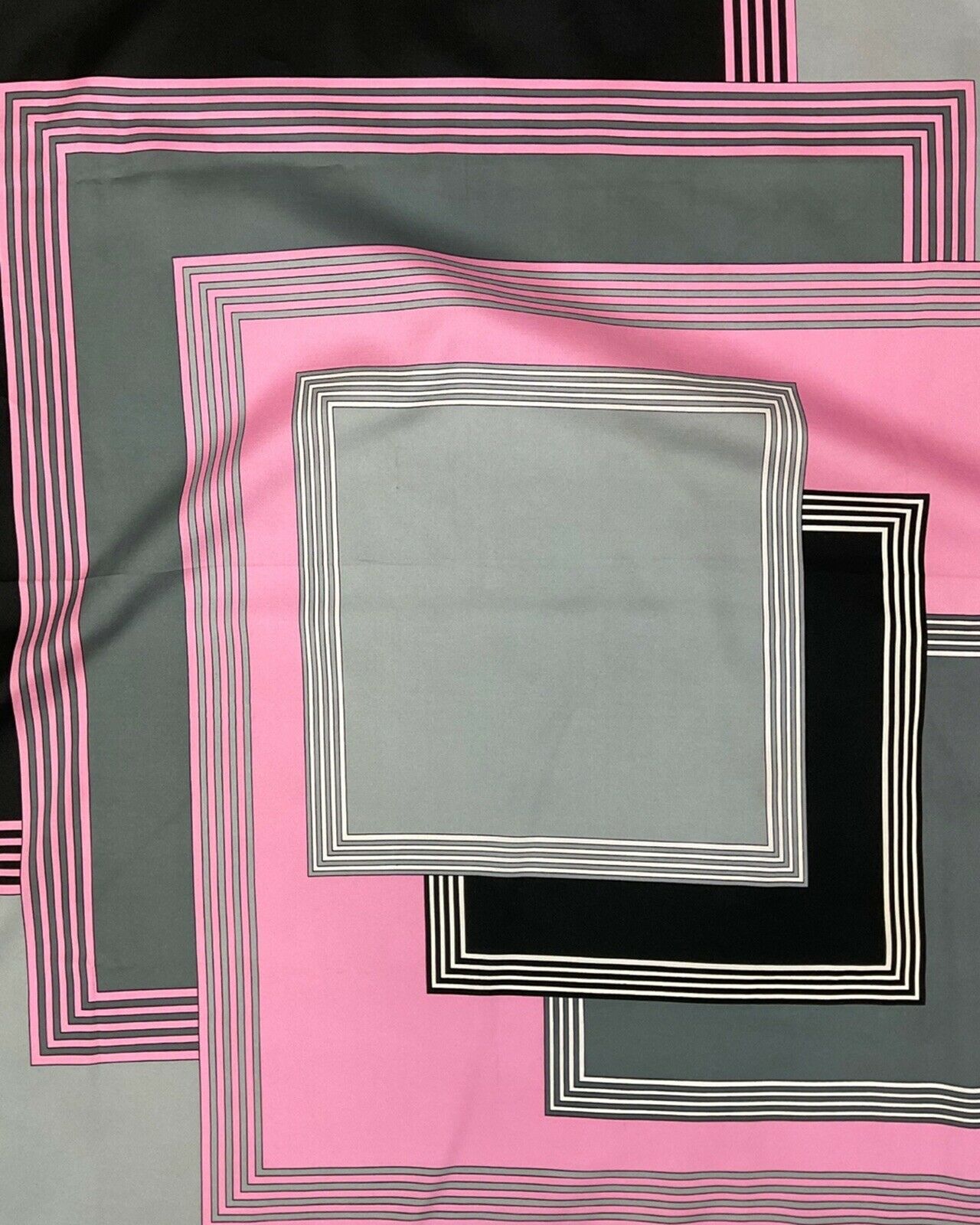 VTG 60s 70s GREY BLACK PINK GEOMETRIC SQUARE LEONARD PARIS SIGNATURE SCARF