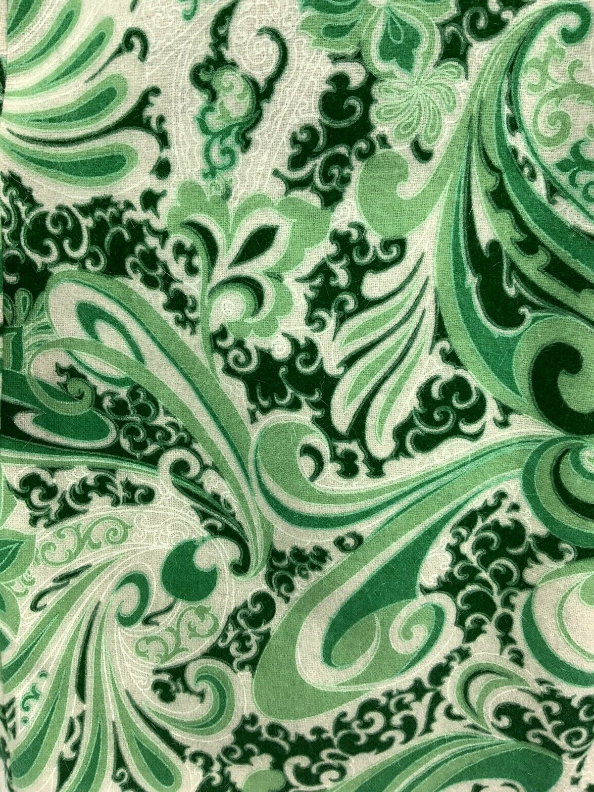 VTG 60s 70s FOREST GREEN CREAM SWIRL PSYCHEDELIC SCROLL SHIFT DRESS 14 16