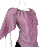 VINTAGE 60s 70s PINK SILVER LUREX HANDKERCHIEF SLEEVE DISCO PARTY TOP 10 12