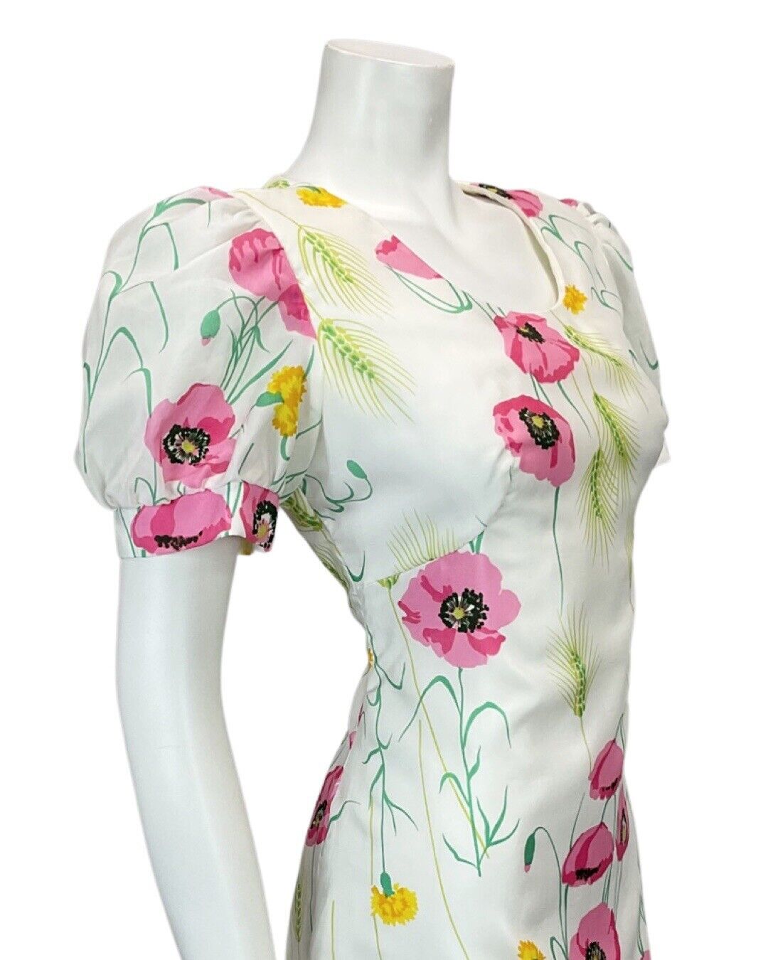 VINTAGE BETTY BARCLAY 60s 70s WHITE PINK GREEN ORANGE FLORAL PRINT MINI DRESS 10