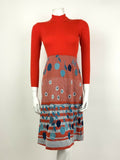 VTG 60s 70s RED BLUE FLORAL BERRY CHERRY POLKA DOT STRIPED KNIT DRESS 4 6