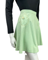 VINTAGE 60s 70s MINT GREEN CREAM MOD MINI A-LINE SKIRT 4