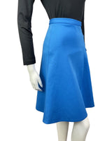 VINTAGE 60s 70s BRIGHT BLUE PLEATED MOD A-LINE SKIRT 8