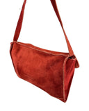 VINTAGE 60s 70s CHERRY RED SUEDE LEATHER MOD SOFT MINI SHOULDER FLAP BAG