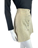 VINTAGE 60s 70s CAMEL CREAM MOD BOHO SUEDE LEATHER MINI SKIRT 6