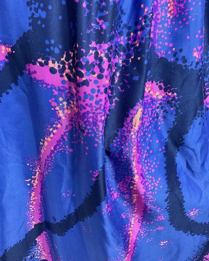 VINTAGE 60s 70s ROYAL BLUE PINK PSYCHEDELIC SPRAY PAINT MOD SHIRT MAXI DRESS 12