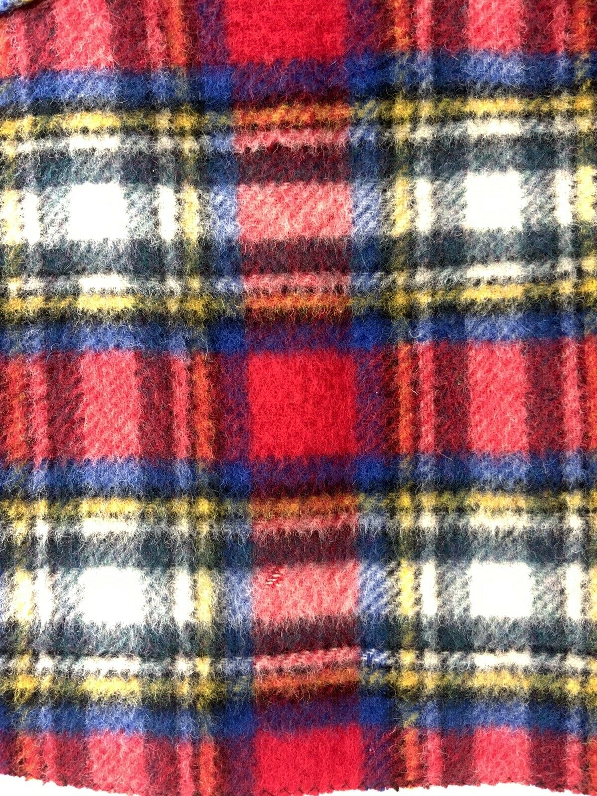 VINTAGE 60s 70s BLUE RED WHITE YELLOW WOOL TARTAN A-LINE MOD SHORT SKIRT 10