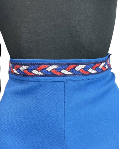 VINTAGE 60s 70s BLUE RED WHITE PLAITED MOD A-LINE SKIRT 4