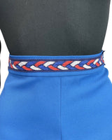 VINTAGE 60s 70s BLUE RED WHITE PLAITED MOD A-LINE SKIRT 4