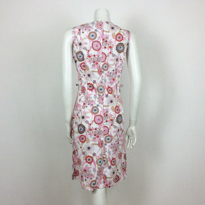 60S VINTAGE WHITE PINK PURPLE FLORAL MIDI DRESS 10