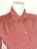 VINTAGE 60s 70s RED WHITE CHECKERBOARD CHECK MOD SHIRT 12 14