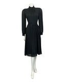 VINTAGE 60s 70s BLACK DISCO PLEATED MINI PARTY CHRISTMAS EVENING DRESS 8