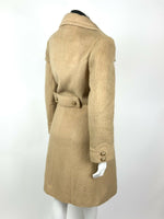 VINTAGE 60s 70s CAMEL BROWN OVERSIZED COLLAR DOUBLE-BREASTED WOOL COAT 10