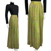 VINTAGE 60s 70s GREEN PINK BLUE YELLOW FLORAL FLOATY BOHO FOLK MAXI SKIRT 4