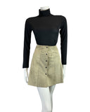 VINTAGE 60s 70s CAMEL CREAM MOD BOHO SUEDE LEATHER MINI SKIRT 6