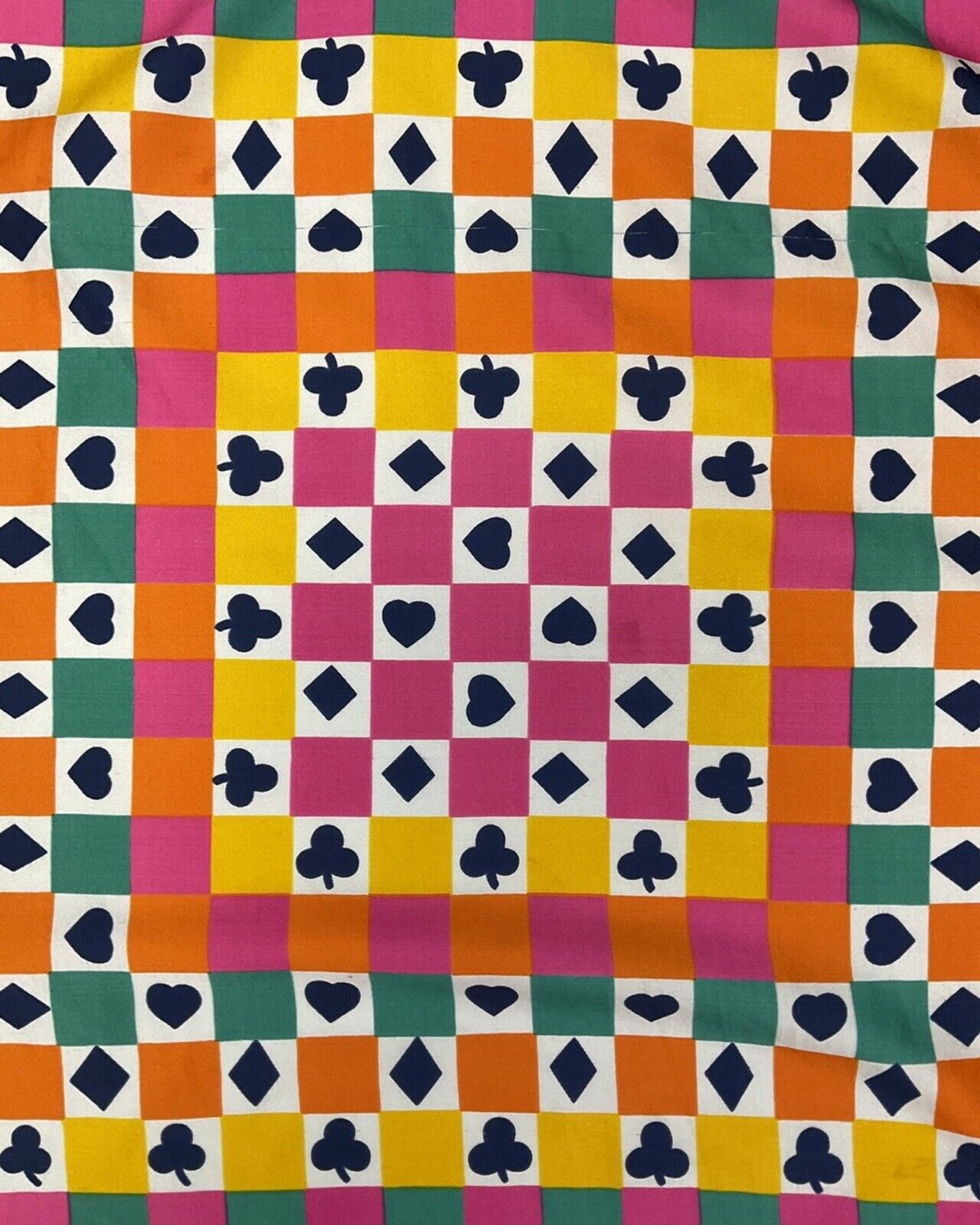 VTG 60s 70s BLUE PINK GREEN WHITE CHECKERBOARD HEART CLUB DIAMOND MOD SCARF