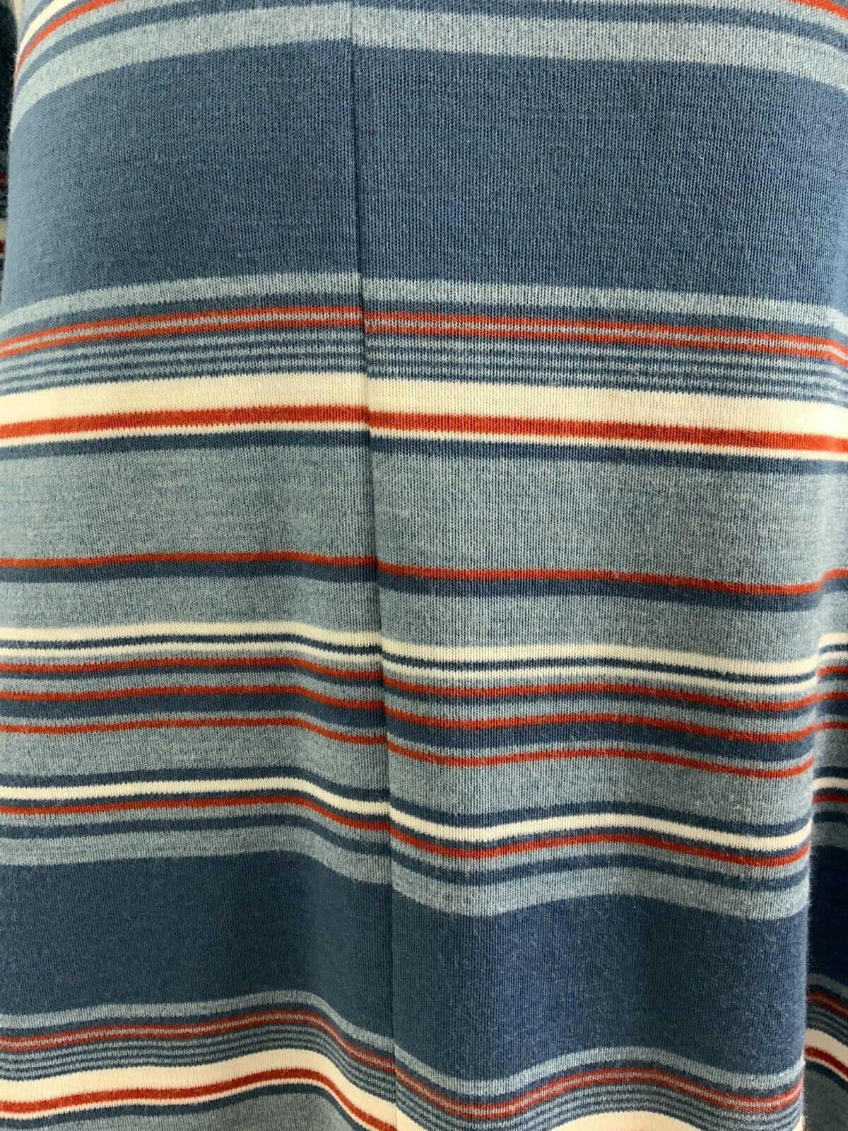 VINTAGE 60s 70s BLUE WHITE RED STRIPED WING COLLAR BELTED WOOL SWING DRESS 12