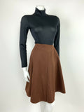 VINTAGE 60s 70s CHESNUT BROWN FOLK BOHO MOD CIRCLE FLARED MIDI SKIRT 6